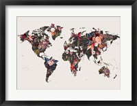 Framed Worldmap Flowers