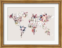 Framed Worldmap Flowers (Light)