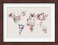 Framed Worldmap Flowers (Light)