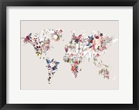 Framed Worldmap Flowers (Light)