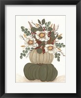 Framed Floral Pumpkin Stack