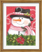 Framed Snowman & Poinsettia