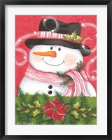 Framed Snowman & Poinsettia