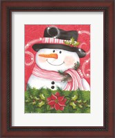 Framed Snowman & Poinsettia