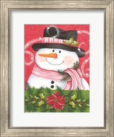 Framed Snowman & Poinsettia