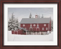 Framed Red Barn in the Pines