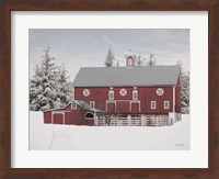 Framed Red Barn in the Pines