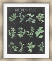 Framed Kitchen Herb Chart on Black I
