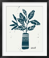 Framed Monochrome Blue Botanical Sketches VI