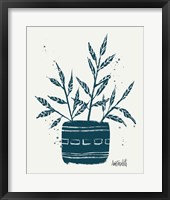 Framed Monochrome Blue Botanical Sketches IX