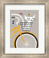 Framed Cruising Cat Yellow