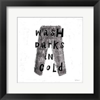 Laundry Rules V BW Framed Print