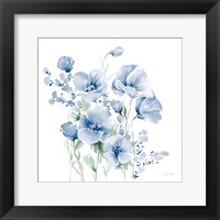 Framed Secret Garden Bouquet II Blue Light