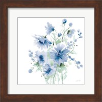 Framed Secret Garden Bouquet I Blue Light