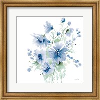 Framed Secret Garden Bouquet I Blue Light