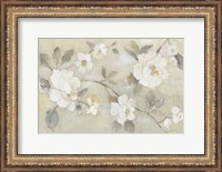 Framed Romantic Spring Flowers I White Horizontal