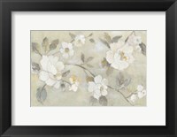 Framed Romantic Spring Flowers I White Horizontal