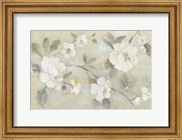Framed Romantic Spring Flowers I White Horizontal