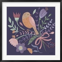 Framed Royal Birds IV Purple