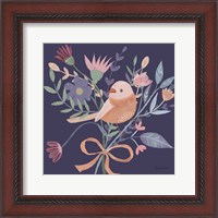 Framed 'Royal Birds III Purple' border=