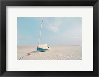 Framed Sailboat in Teal and Coral