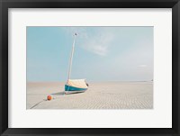 Framed Sailboat in Teal and Coral