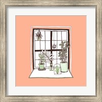 Framed Peach Indoor Garden