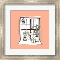 Framed Peach Indoor Garden