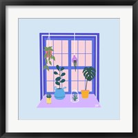 Framed Blue Indoor Garden