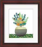 Framed Soft Blooms In Gray Vase