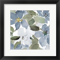 Framed Contemporary Blue Blooms Square