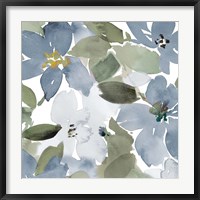 Framed Contemporary Blue Blooms Square
