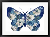 Framed Floral Indigo Butterfly