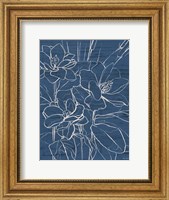 Framed Floral Sketch on Navy I