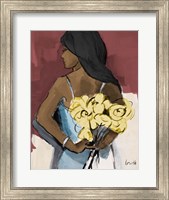 Framed Girl With Yellow Roses