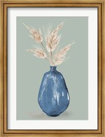 Framed Oat Stems In Blue Vase