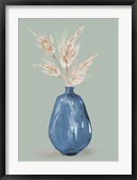 Framed Oat Stems In Blue Vase