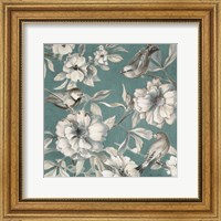 Framed Peonies and Birds