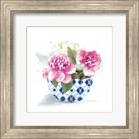 Framed 'Peonies In A Bowl I' border=