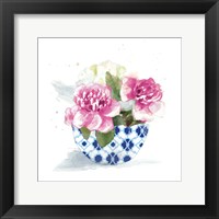 Framed 'Peonies In A Bowl I' border=