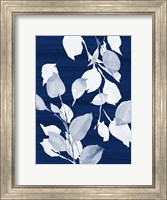 Framed Simple Leaves on Navy