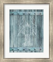 Framed White Lobster On Blue