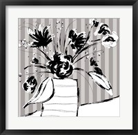 Framed Floral Arrangement On Stripes