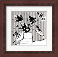 Framed Floral Arrangement On Stripes