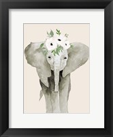 Framed Floral Crowned Elephant