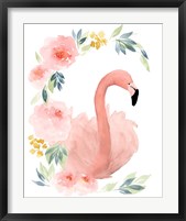 Framed Floral Flamingo II
