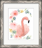 Framed Floral Flamingo II