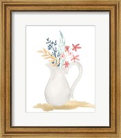 Framed 'Farmhouse Pitcher With Flowers I' border=