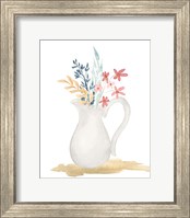 Framed 'Farmhouse Pitcher With Flowers I' border=