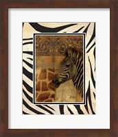 Framed Elegant Safari with Border I (Zebra)